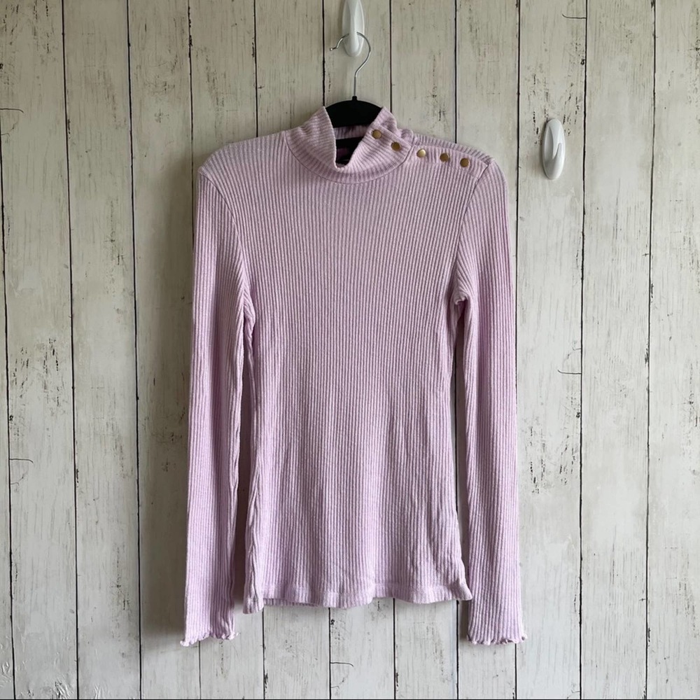 J.Crew Button-shoulder Ribbed Turtleneck Lilac XS - Picture 6 of 7